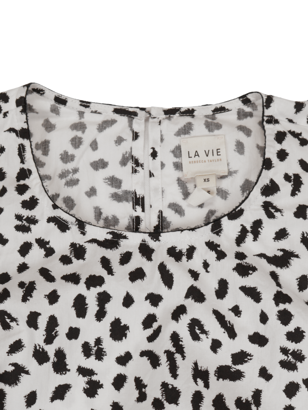 La Vie Printed Ruffle Hem Mini Dress Black White XS