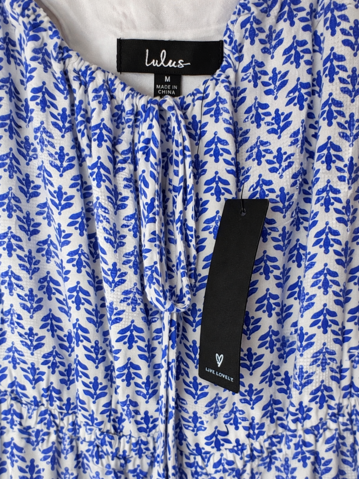 Lulus Grecian Getaway Blue & White Mini Dress | Flattering Fit | Size L | NWT