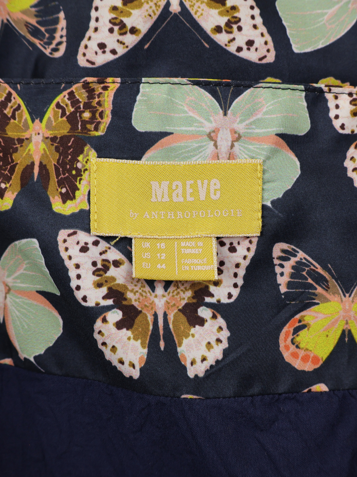 Maeve Anthropologie Butterfly Print Balloon Hem Dress Size 12