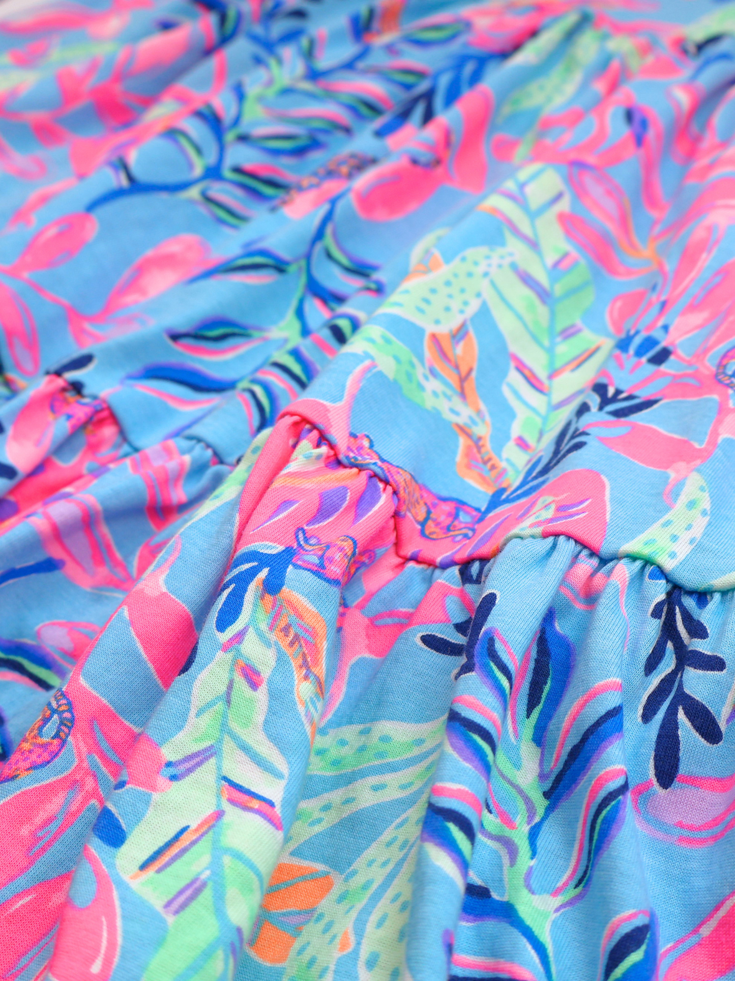 Lilly Pulitzer Tropical Tiered Dress XXS | Vibrant Blue Pink Print | Resort Ready Statement Piece