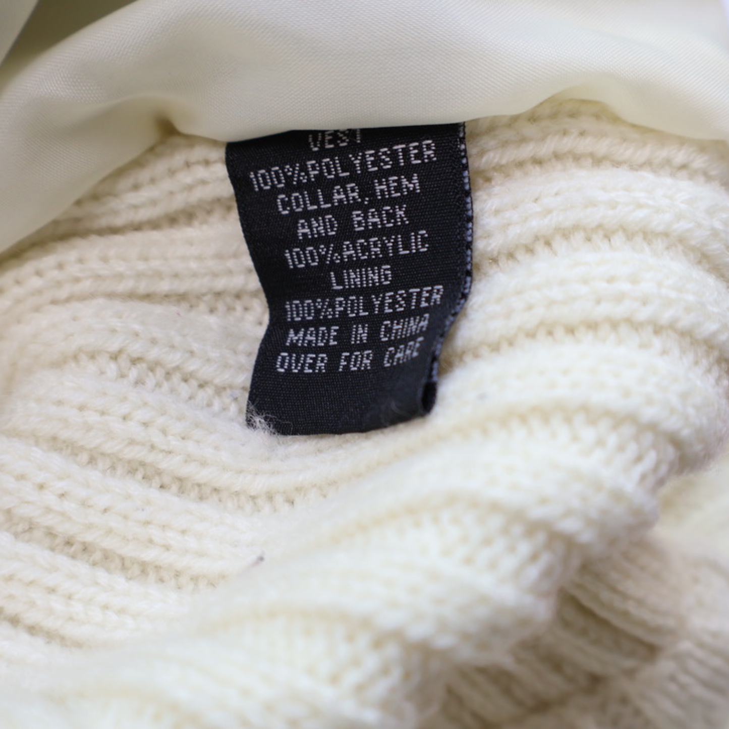 I.N. Studio Quilted Ruffle Zip Vest Cream Size Large Cozy Chic Layer