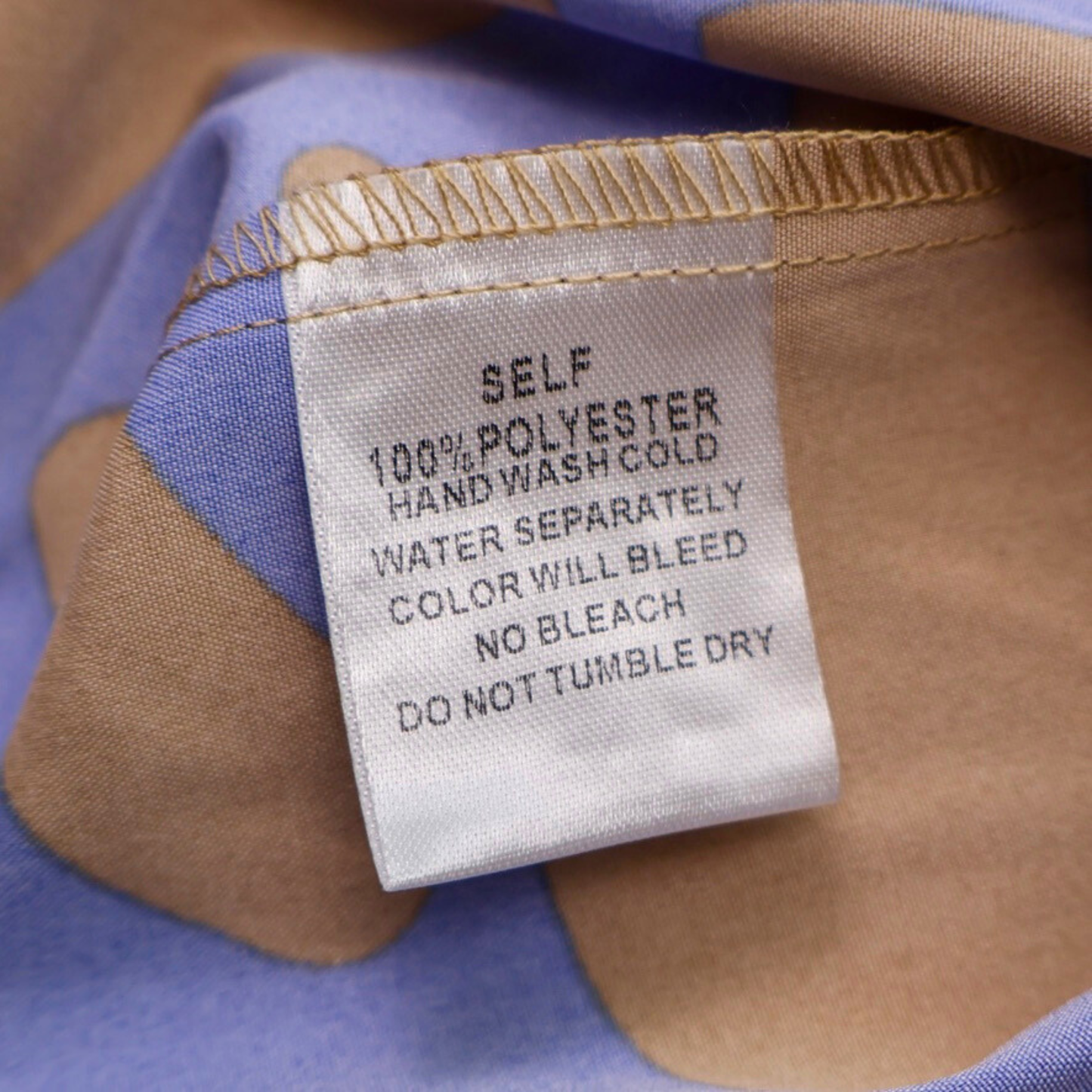 Pinch Abstract Print Midi Dress Blue & Tan Ruffle Sleeve Size Large