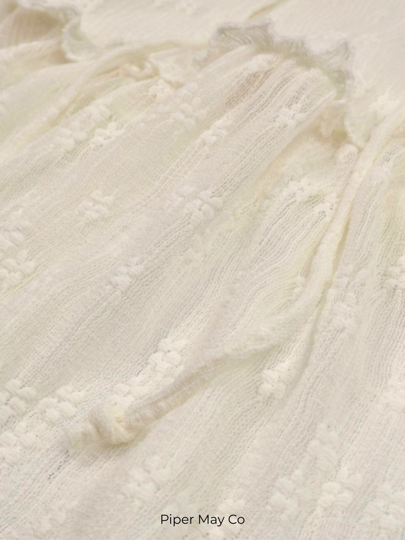 Frankie & Skylar Textured Cream Babydoll Blouse | Feminine Tie Front Top XS