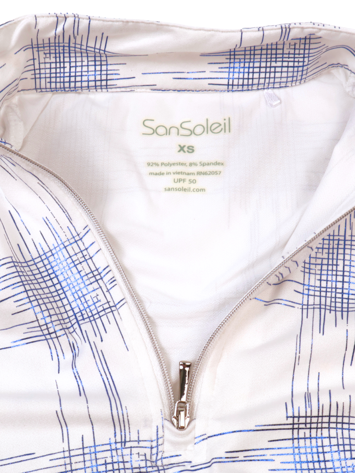 SanSoleil UPF 50 1/4 Zip Pullover | Blue Plaid | Performance Top | XS