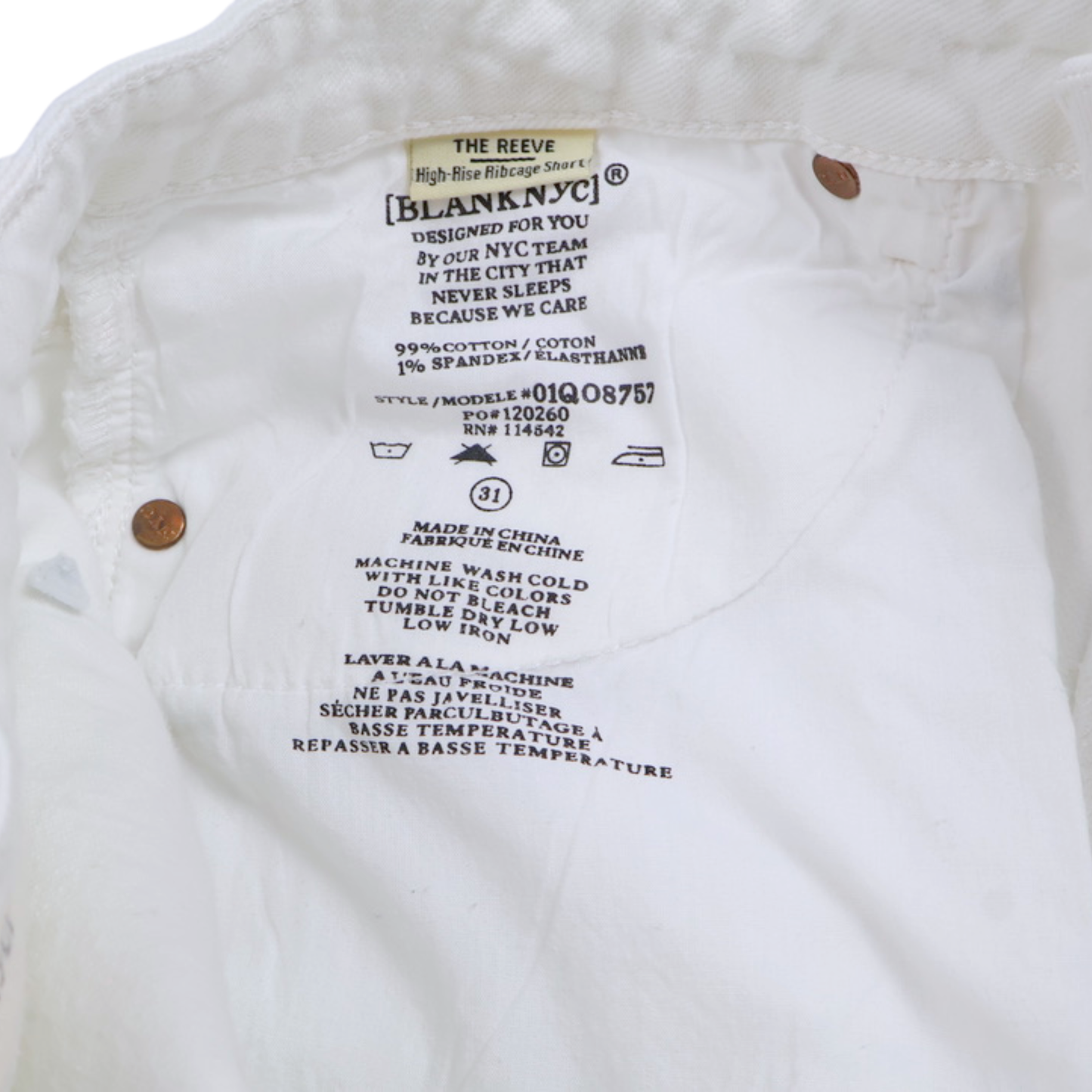 BLANKNYC The Reeve High-Rise Ribcage Shorts | White Frayed Hem | Size 10