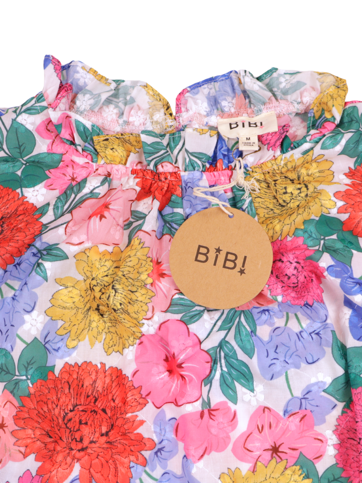 NWT Bibi Floral Flutter Sleeve Blouse Pink Multi Boutique Top Medium