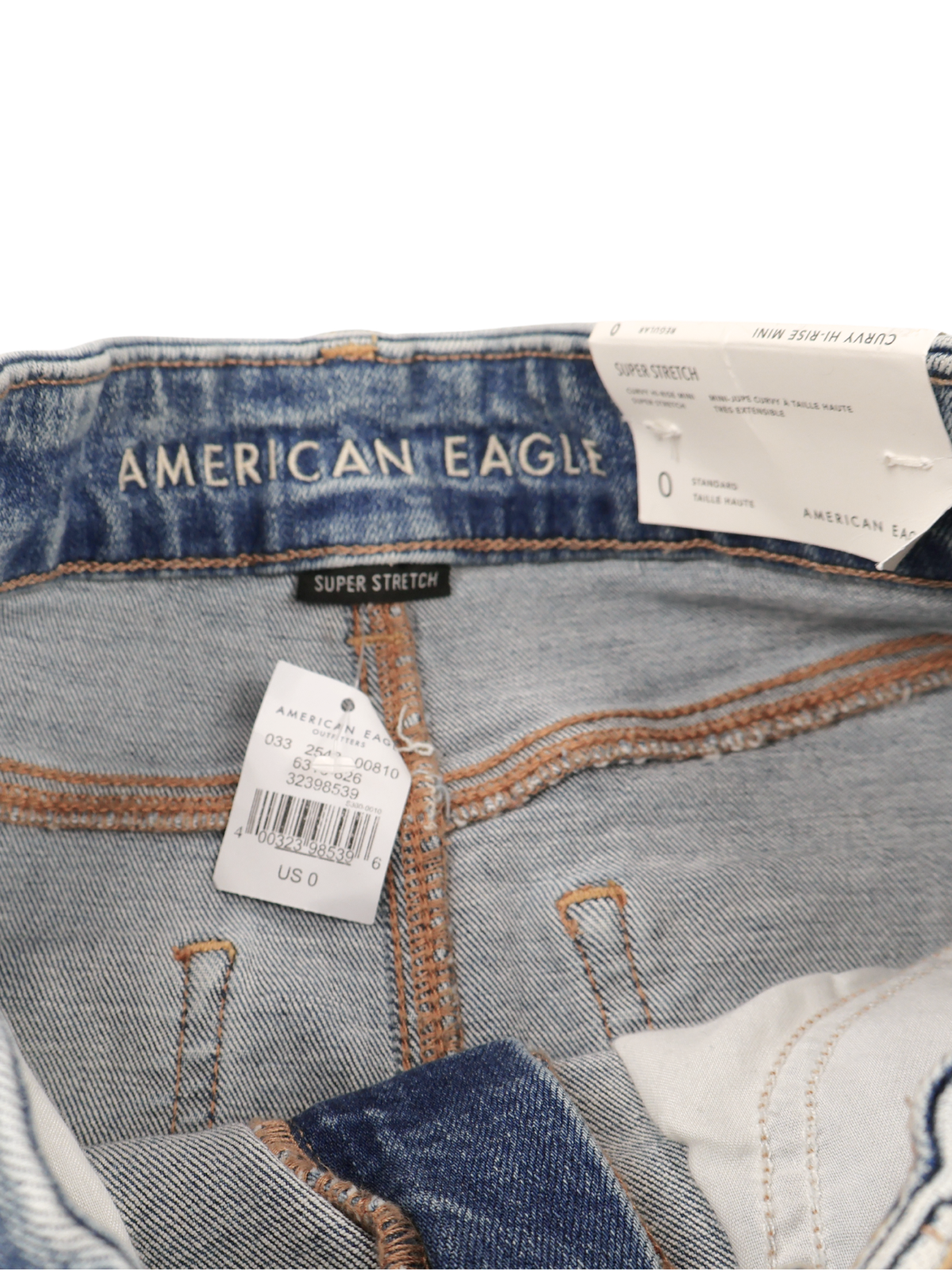 American Eagle Curvy Hi-Rise Distressed Denim Mini Skirt NWT Size 0