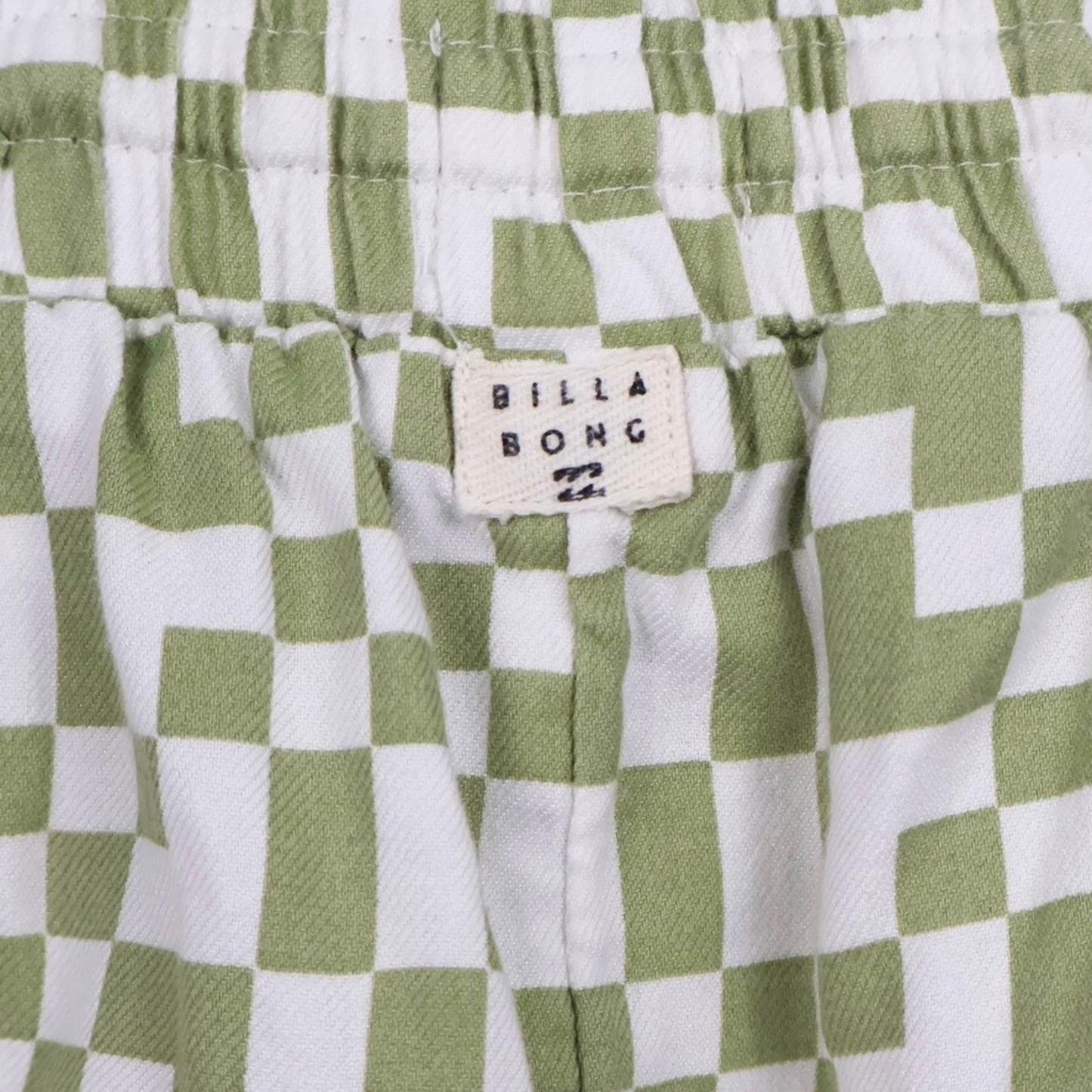 Billabong Checkerboard Drawstring Shorts – Green & White – Women's Size Large