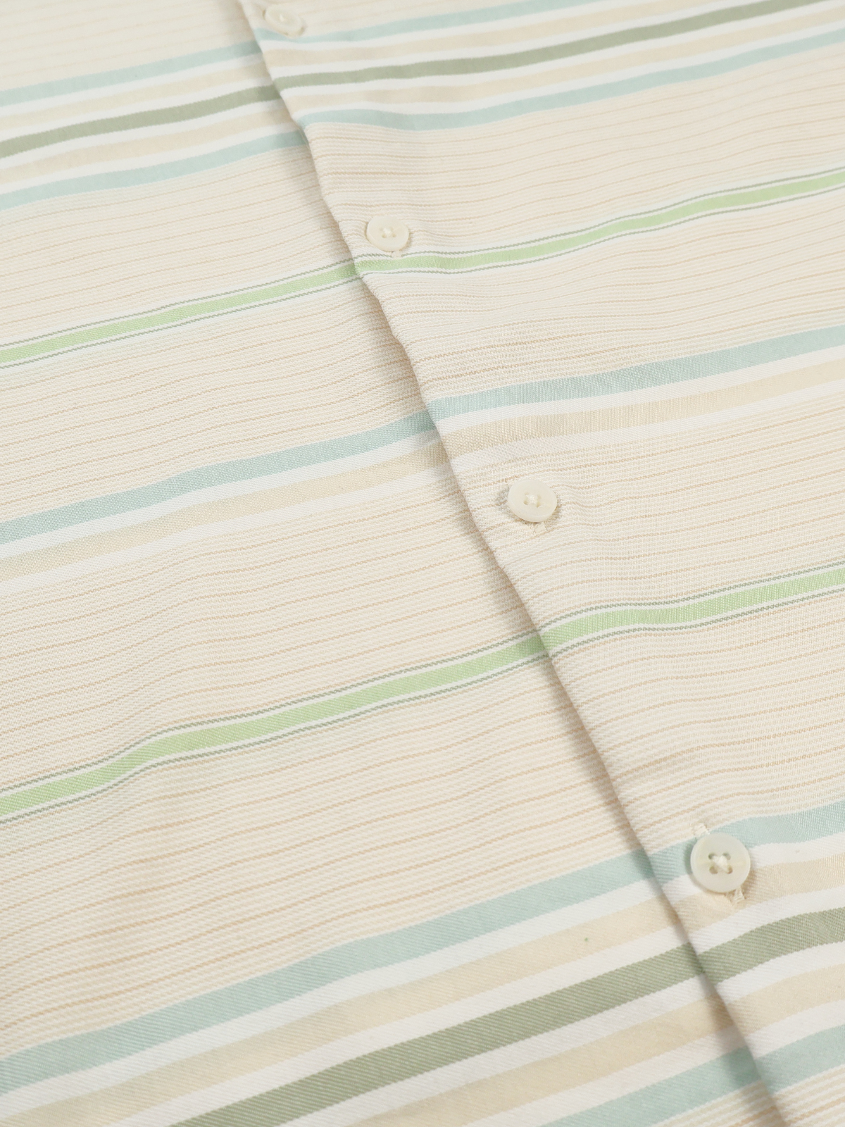 DAY & AGE Men’s XL Coastal Stripe Button Front Shirt Taupe Green Blue Casual
