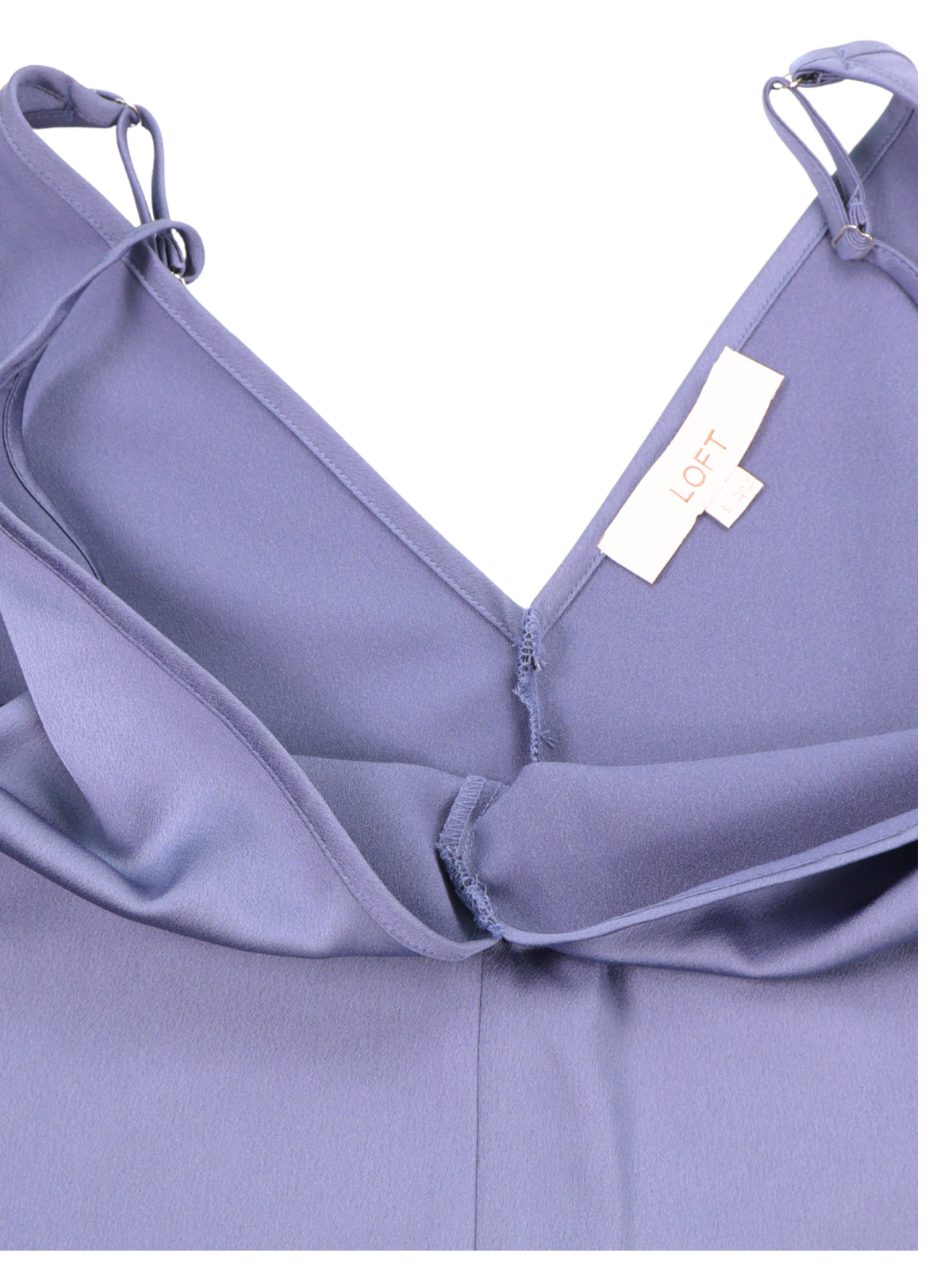 LOFT Satin V-Neck Cami – Blue Layering Essential (Size Small)