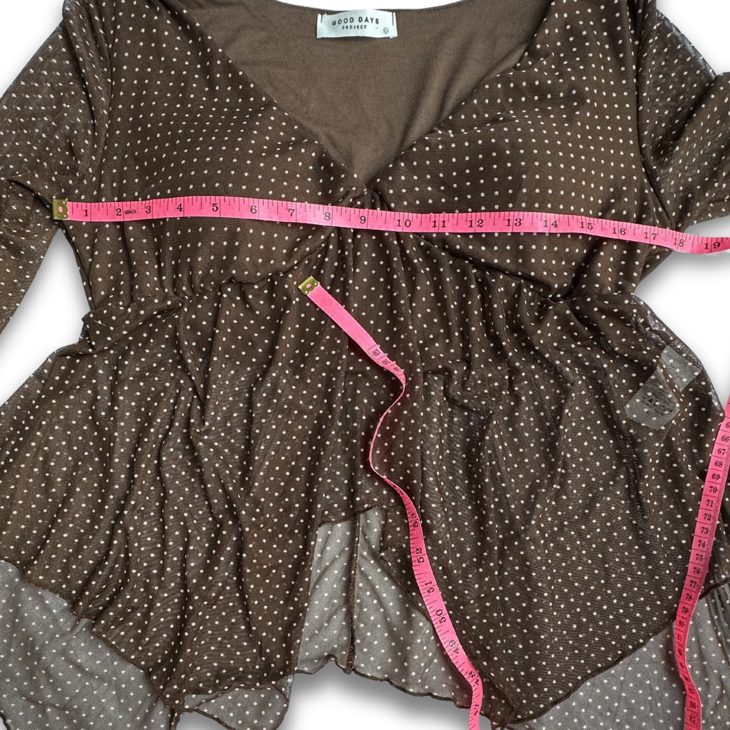 Good Days Project Brown Polka Dot Sheer Blouse – Size XL