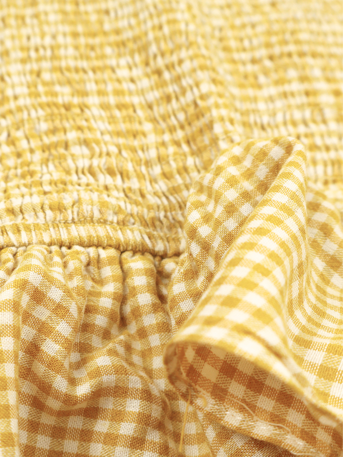 Gilli Mustard Yellow Gingham Smocked Ruffle Dress Size Small