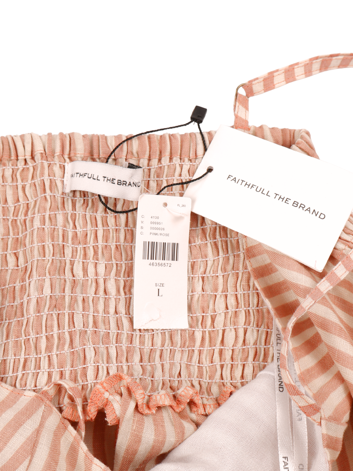 Faithfull The Brand Pink Stripe Linen Lace Up Mini Dress Size Large NWT