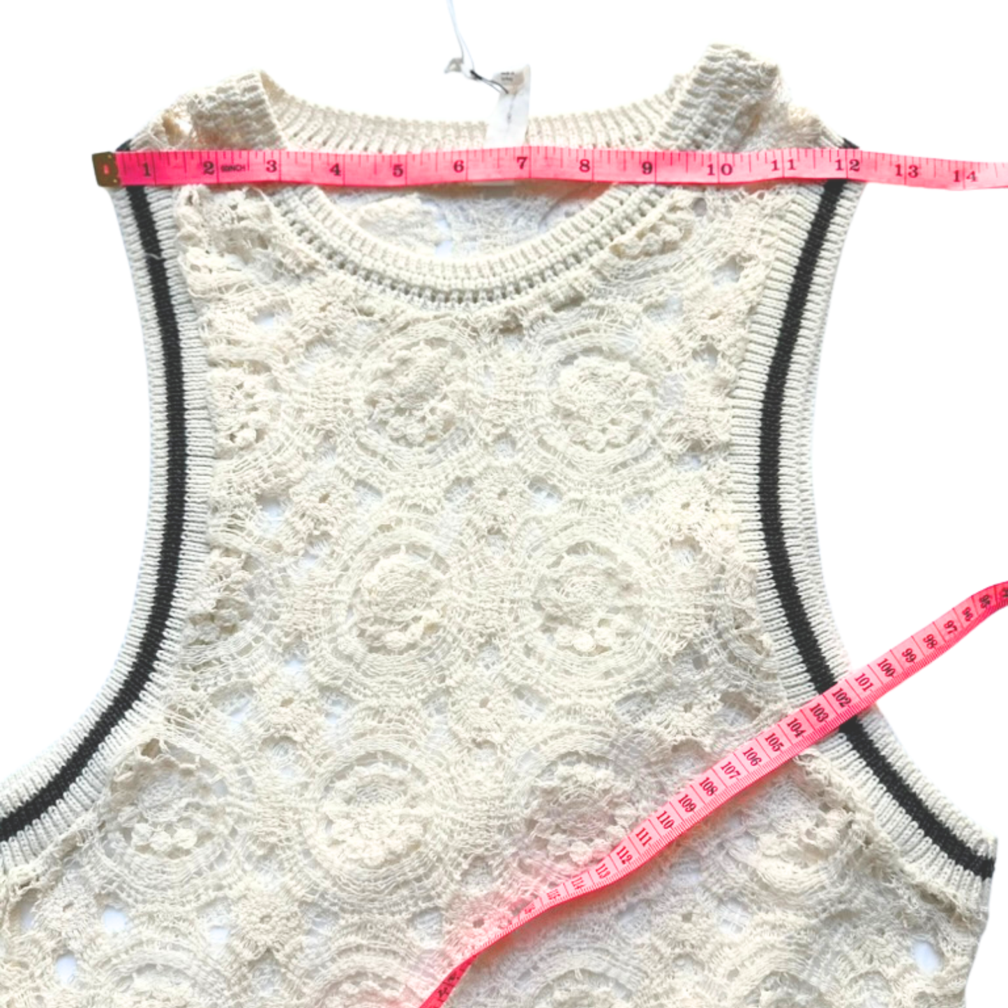 Daily Practice Lace Tank Top Cream Crochet Sleeveless Boho NWT Size S