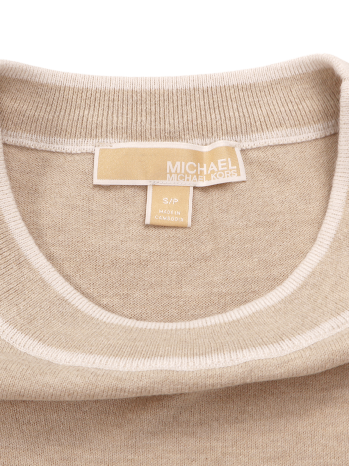 Michael Kors Neutral Knit Top – Short Sleeve Petite Essential (Size SP)