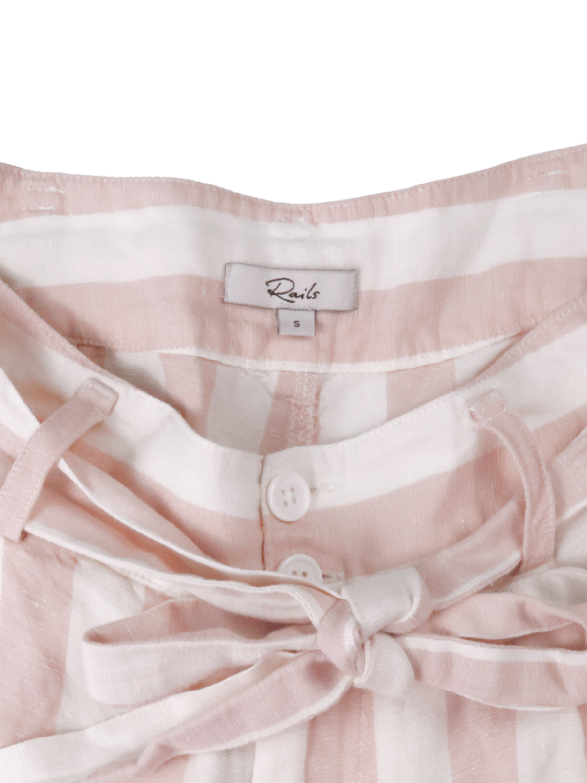 Rails Katy Petal Stripe Shorts | Pink & White High Rise Tie Waist | Size Small