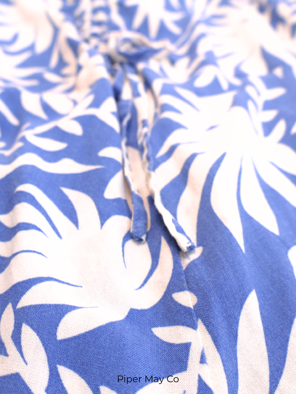 Japna Blue & Cream Tropical Wide-Leg Romper | Effortless Resort Statement | Size XS