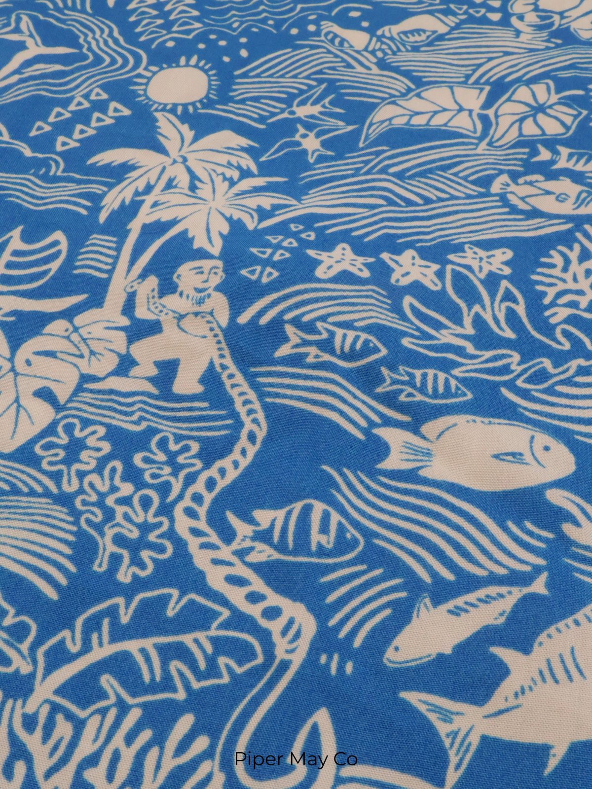 Tori Richard Coastal Print Tank – Blue & Ivory Statement Top (XS)