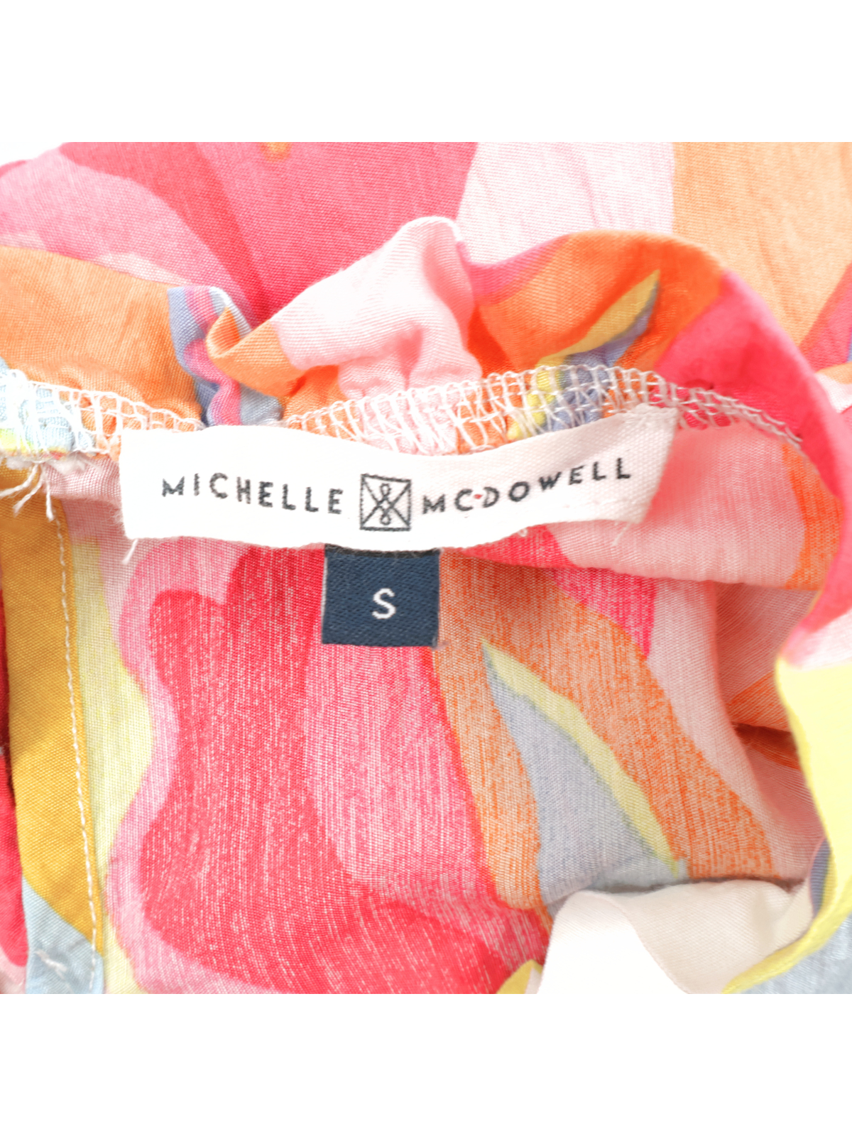 Michelle McDowell Bright Abstract Print Blouse – Colorful Statement Top (Size S)