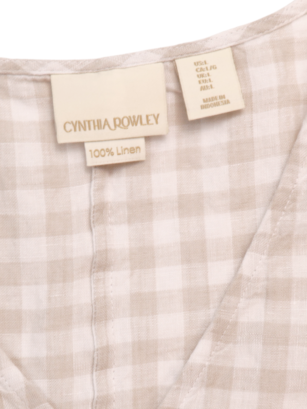 Cynthia Rowley Neutral Gingham Shift Dress – Effortless Everyday Style (Size Large)