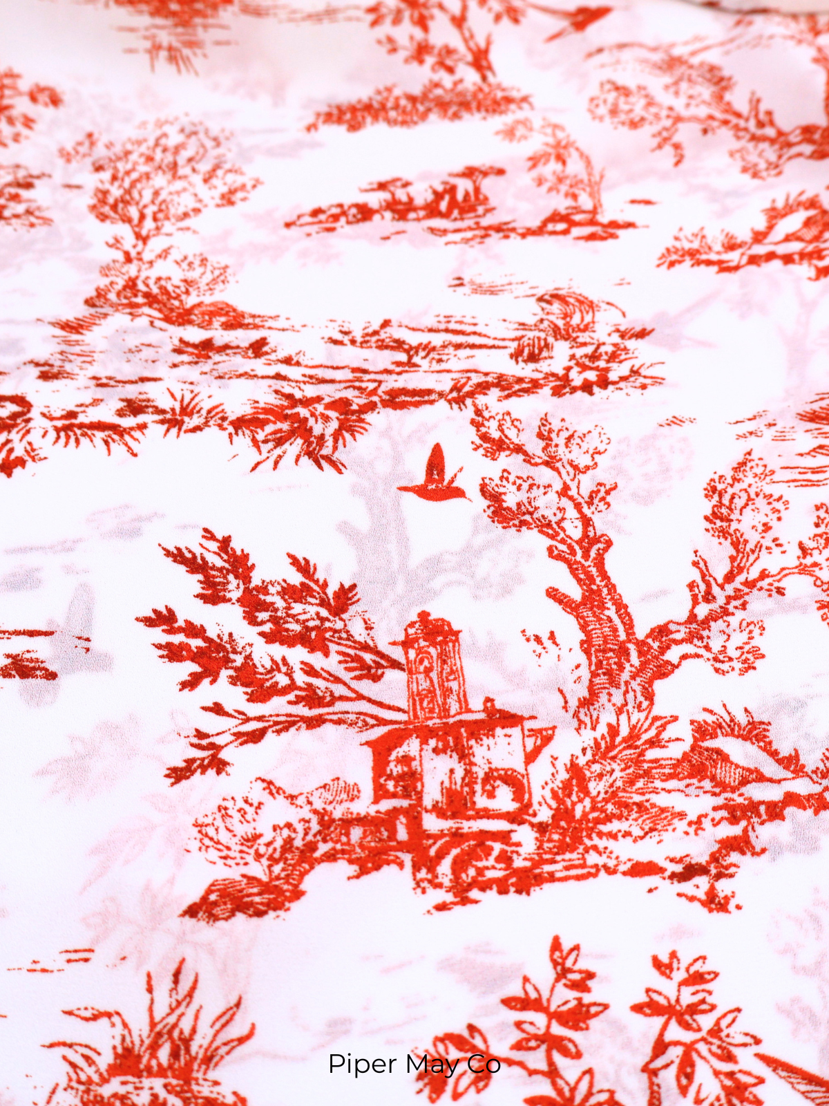 Bar III Red Toile Ruffle Camisole Tank – Statement Print | Size Large