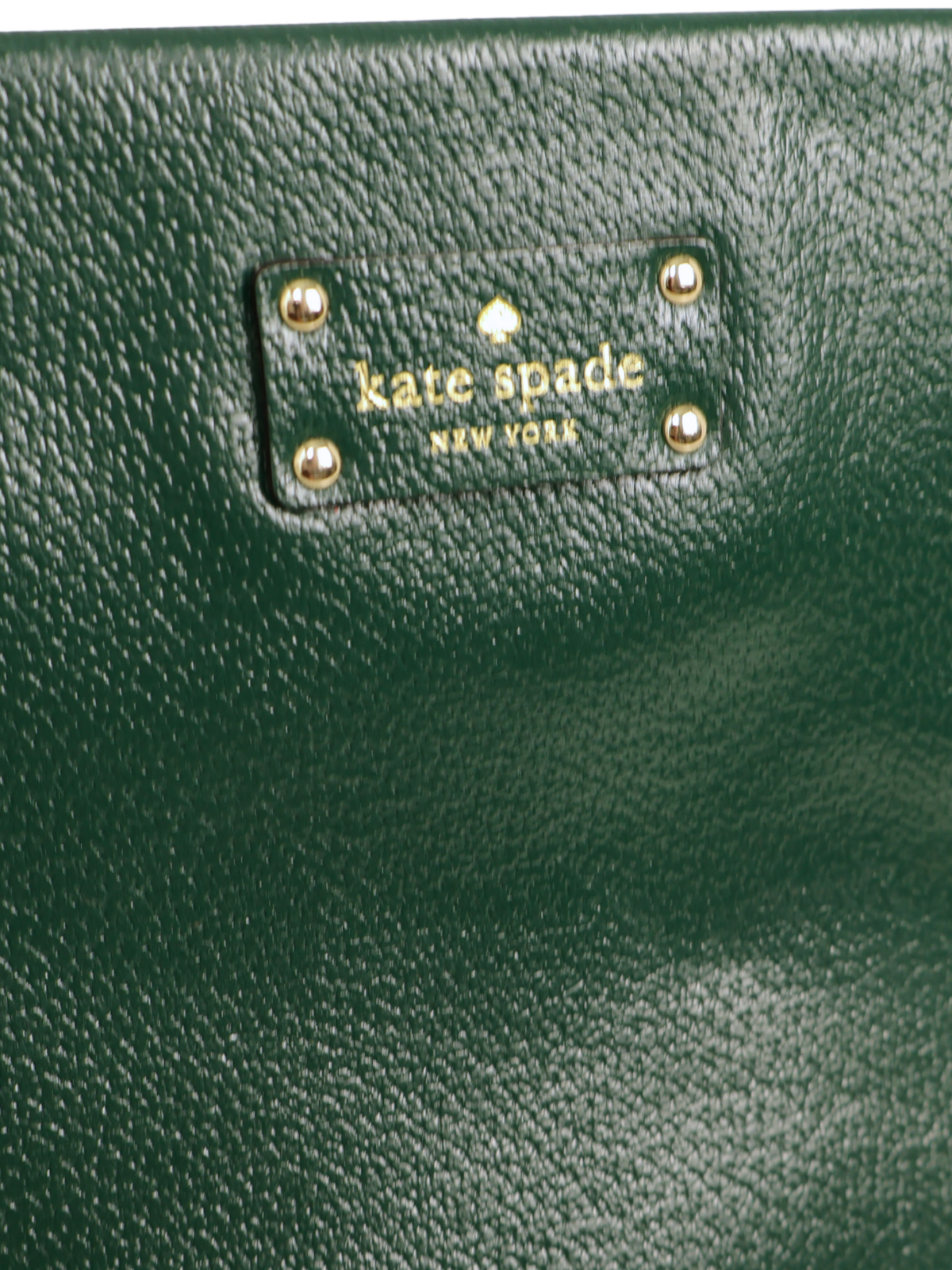 Kate Spade Green Leather Tote Bag Gold Hardware Large Shoulder Handbag