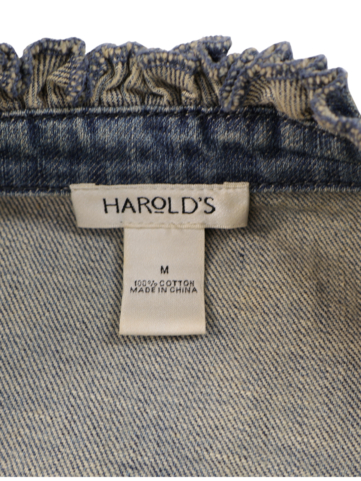 Harold's Ruffle Trim Denim Vest Size Medium