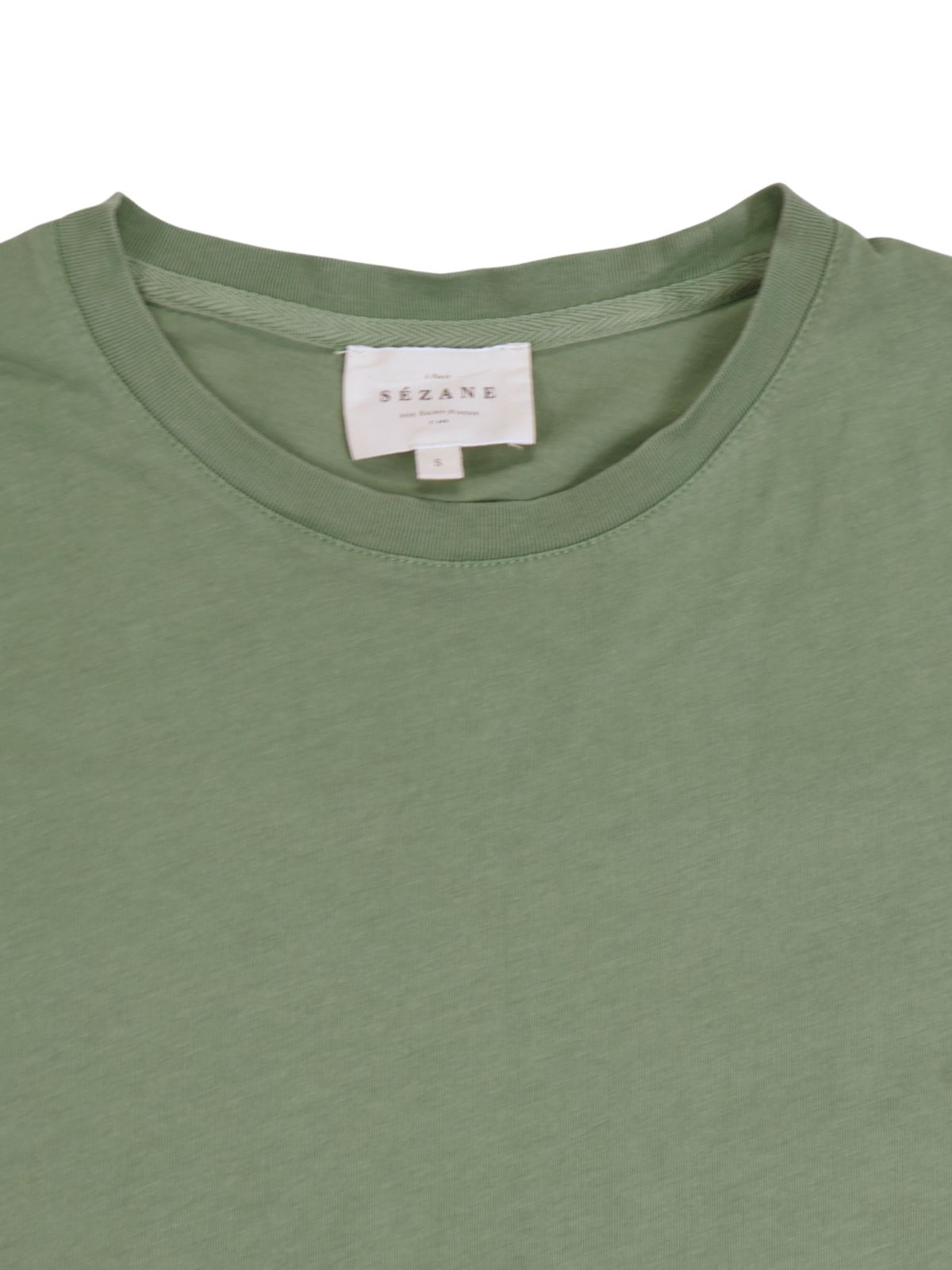 Sézane Essential Green Tee Size S | French Minimalist Cotton Top | Elevated Basic