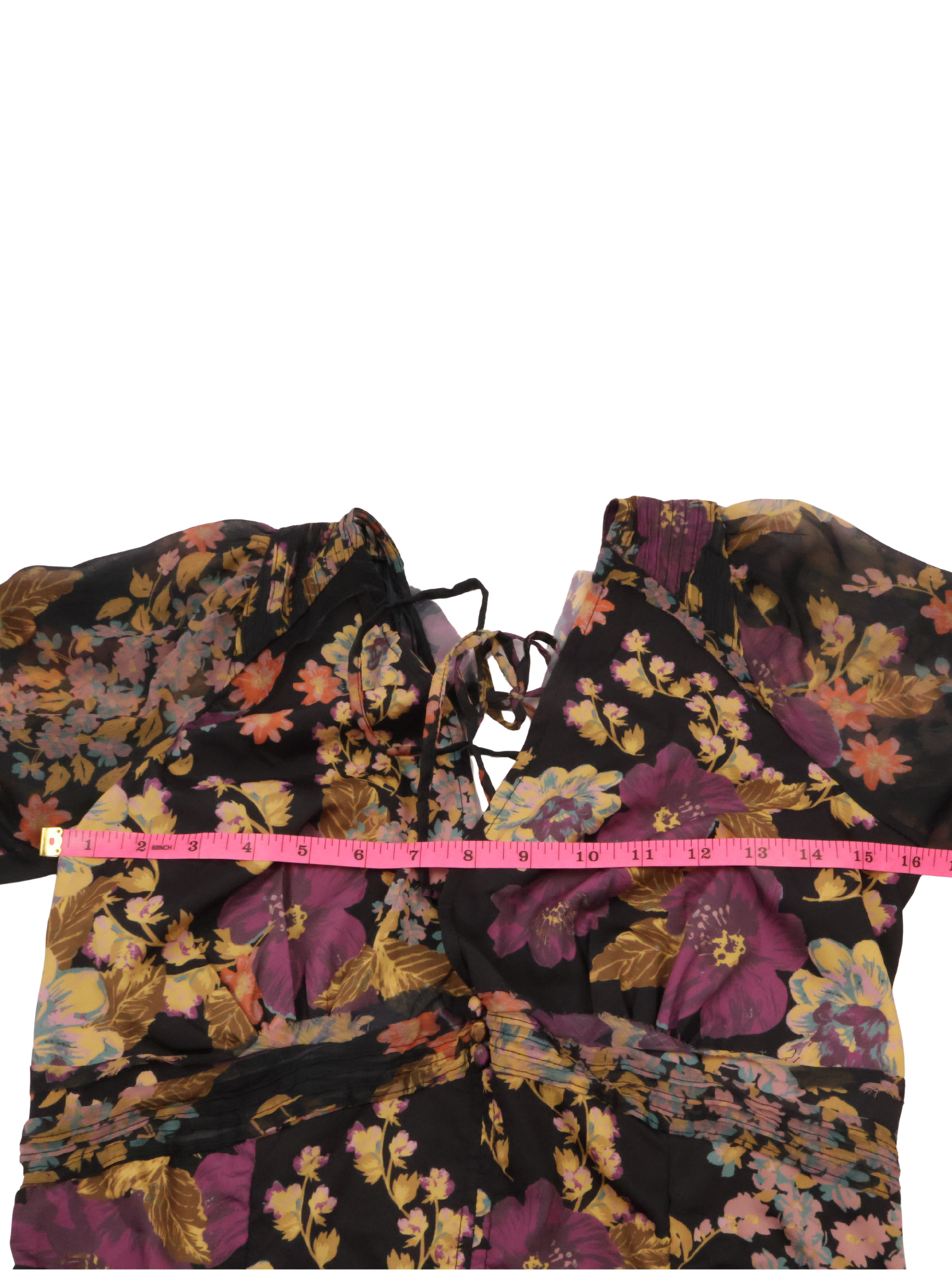 Free People Floral Sheer Statement Bodysuit – Romantic Volume Sleeve | Size Medium