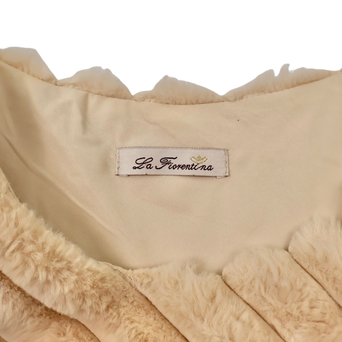 La Fiorentina Faux Fur Shawl Poncho Tan One Size Zip Front Luxe Wrap