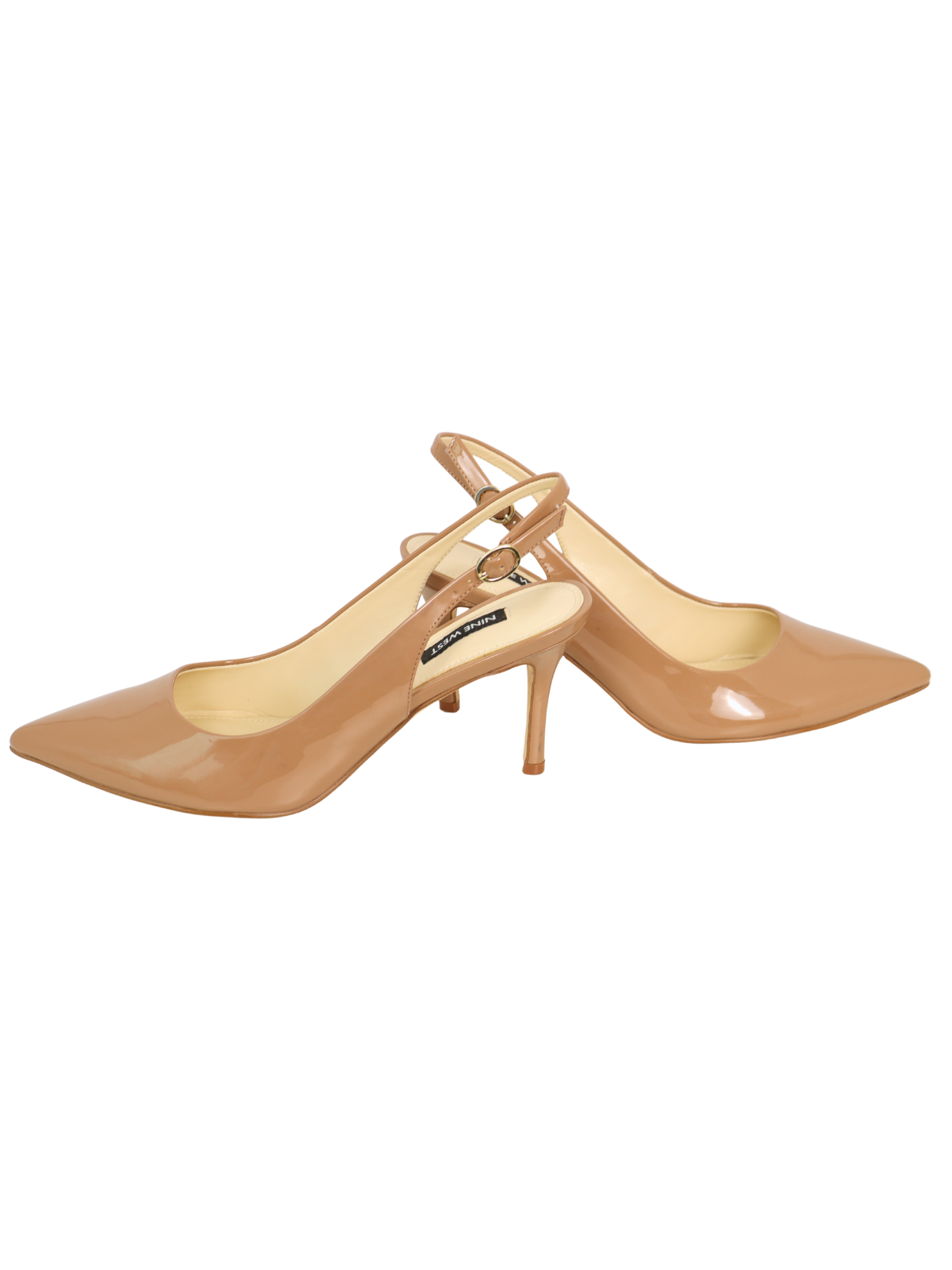 Nine West Nude Patent Slingback Pumps 8.5 Pointed Toe 3" Heel