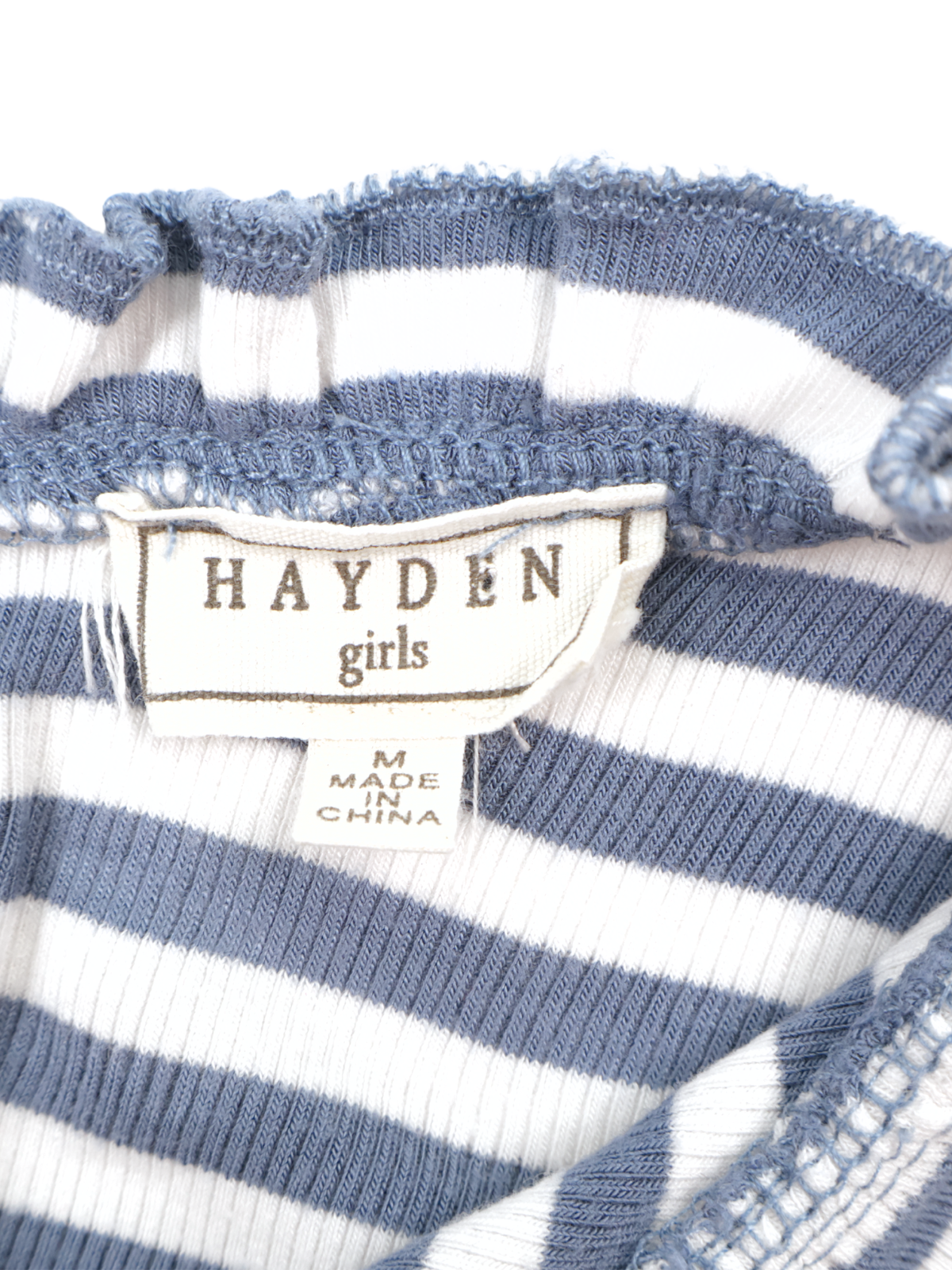 Hayden Girls Navy & White Striped Ruffle Sleeve Tank – Effortless Summer Style (Size Medium)