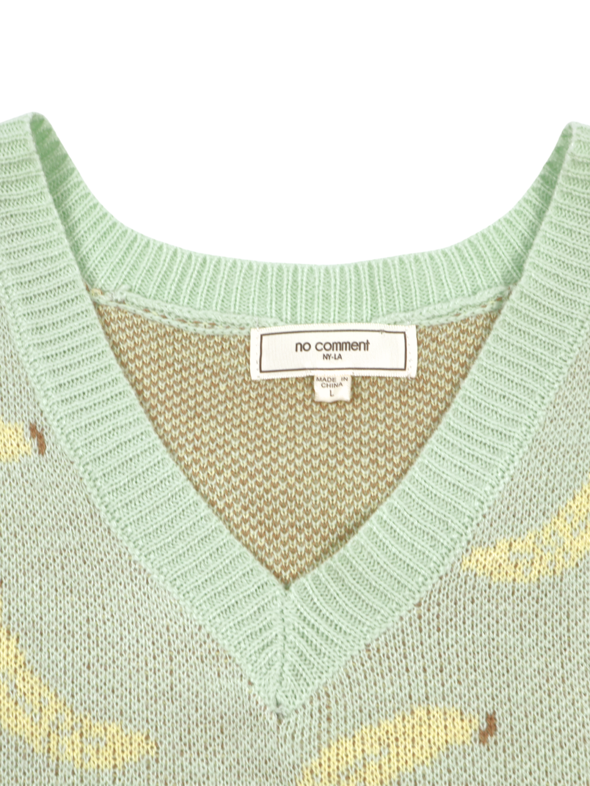 No Comment Banana Print Sweater Vest – Playful Statement Knit (Size Large)