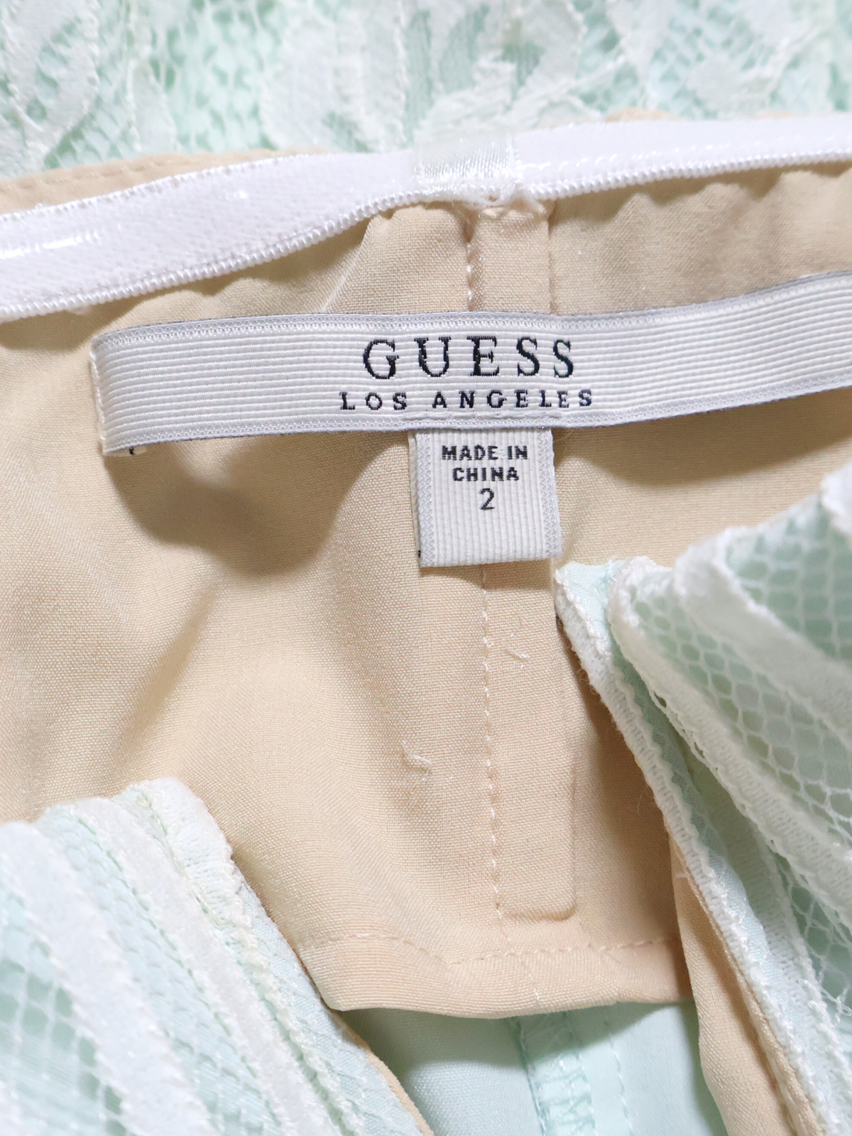 GUESS Mint Green Lace Dress | Romantic Floral Overlay | Size 2 | Occasion Ready