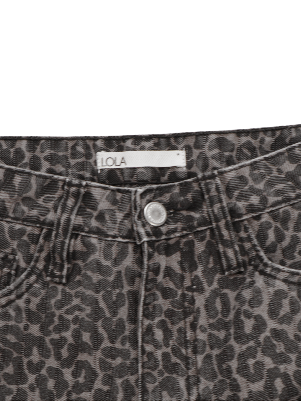 LOLA Leopard Print Flare Jeans – Black & Charcoal | Size 6 Tall