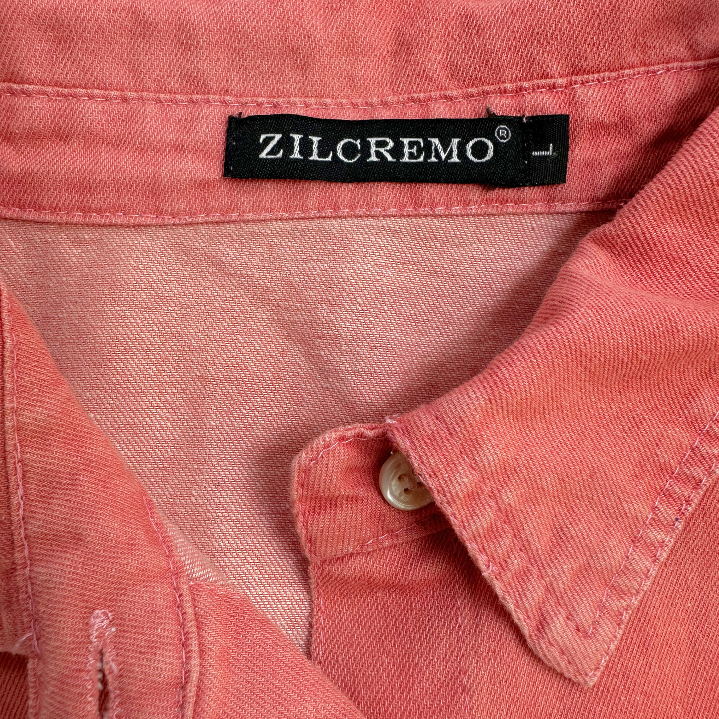 Zilcremo Button Front Shirt Dress – Salmon Pink – Size Large