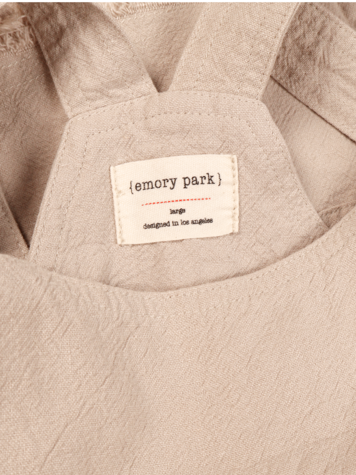 Emory Park Overall Romper Size L | Beige Utility Shortalls w/ Adjustable Straps