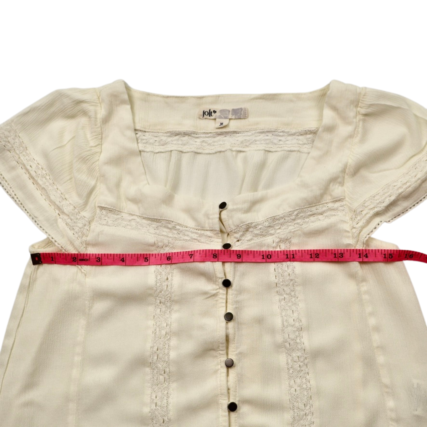 Jolt Lace Trim Button Blouse – Soft Cream | Size Medium