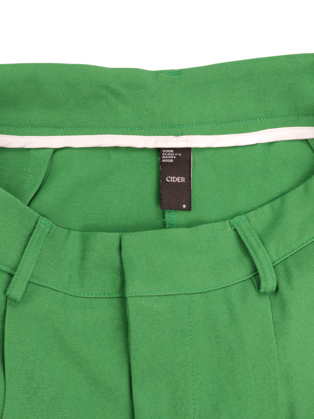Cider Green Wide Leg Trousers | High Rise Tailored Pants | Size Small