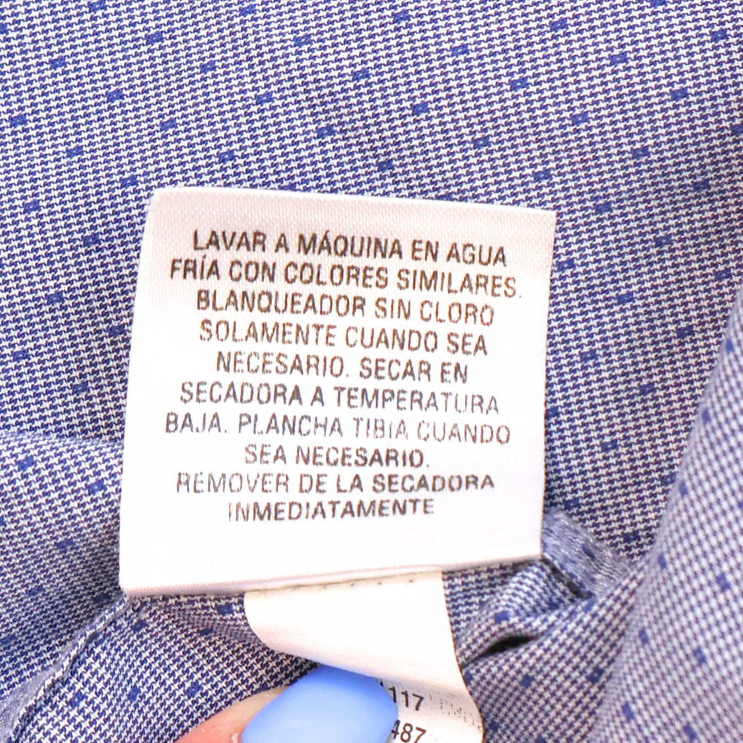 Bar III Slim Fit Button Down – Blue Micro Print | Size L