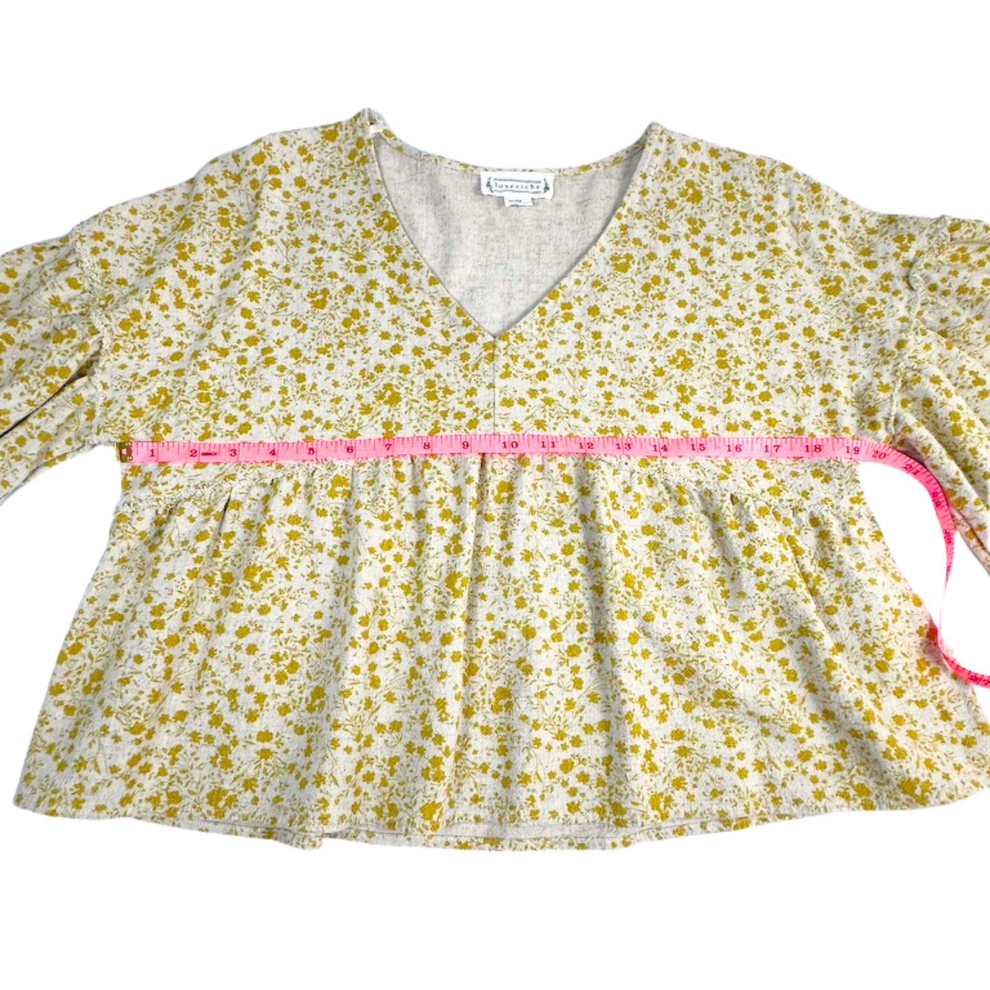 Loveriche Yellow Floral Peplum Blouse – Size Medium