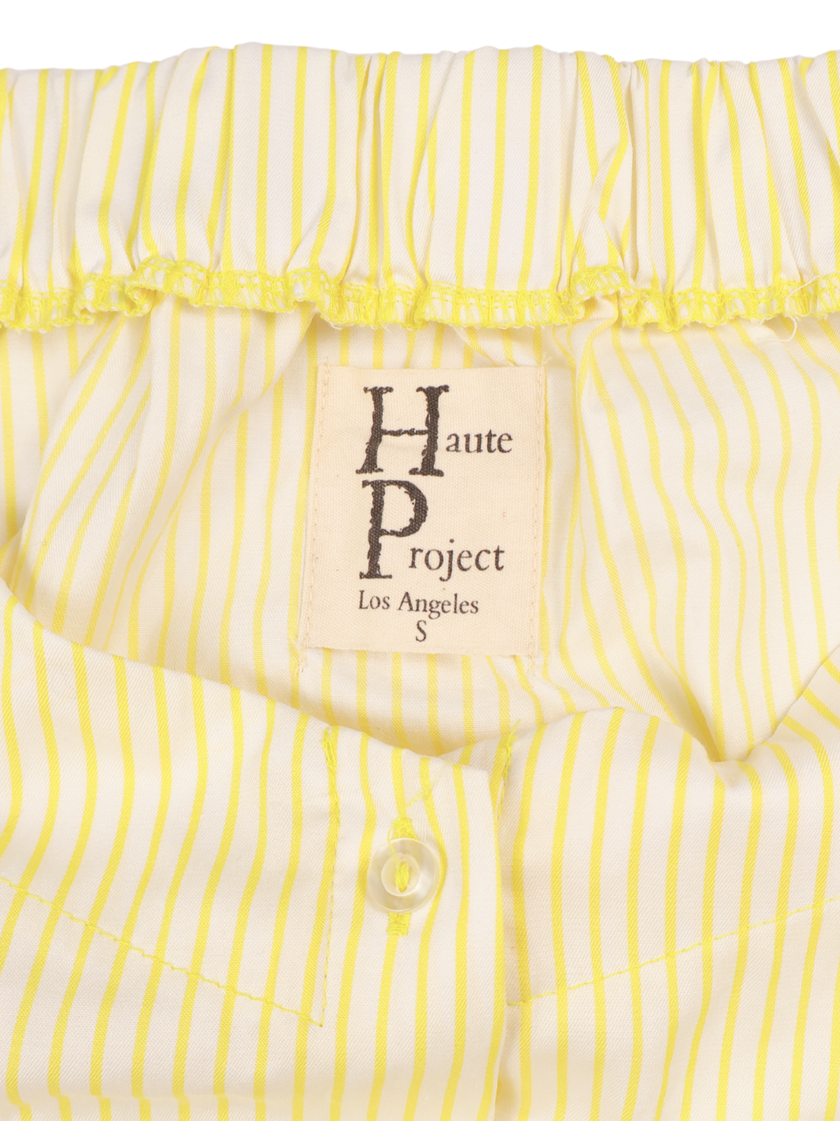 Haute Project Yellow Stripe Tie Sleeve Blouse Size Small