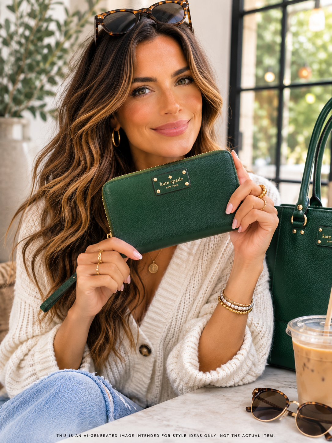 Kate Spade Green Continental Wallet with Gold Hardware