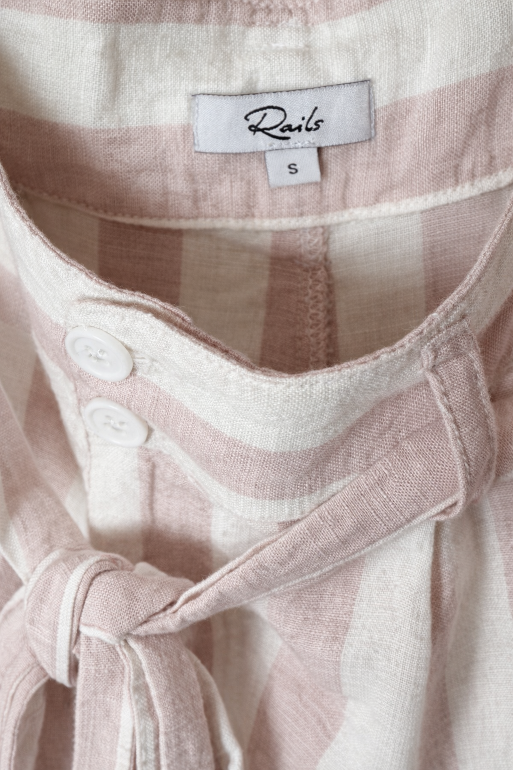 Rails Pink & White Stripe Tie Waist Linen Shorts | Size Small