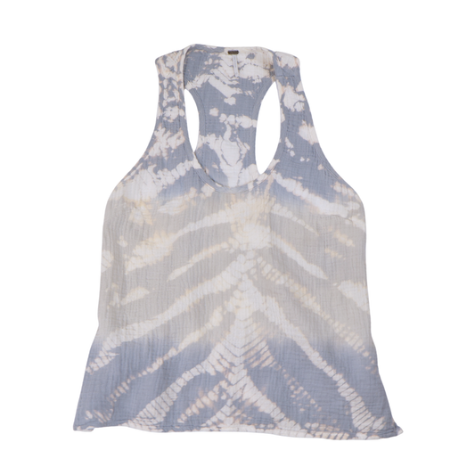 Young Fabulous & Broke Tie Dye Racerback Tank Top XS Blue Ivory Cotton Boho