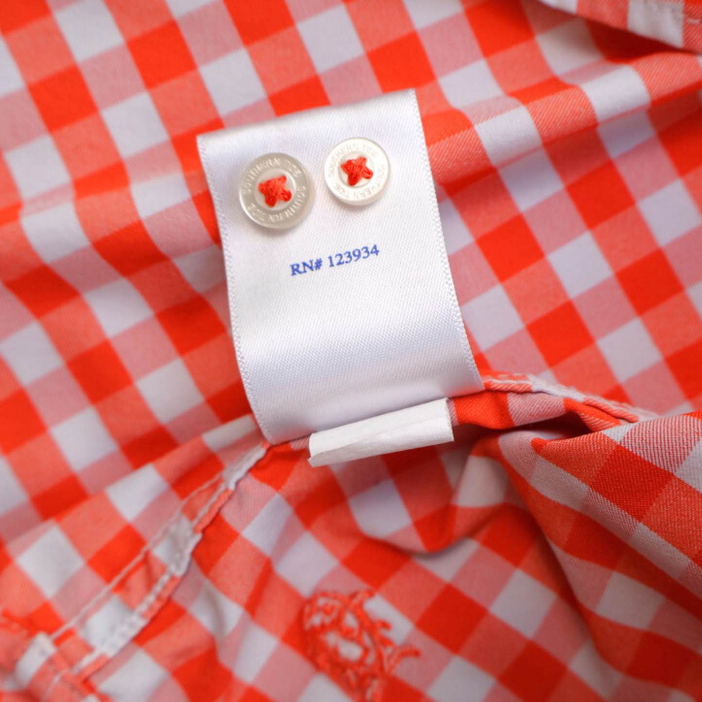 Southern Tide Intercoastal Gingham Performance Shirt Orange White Size Large Lightweight Stretch