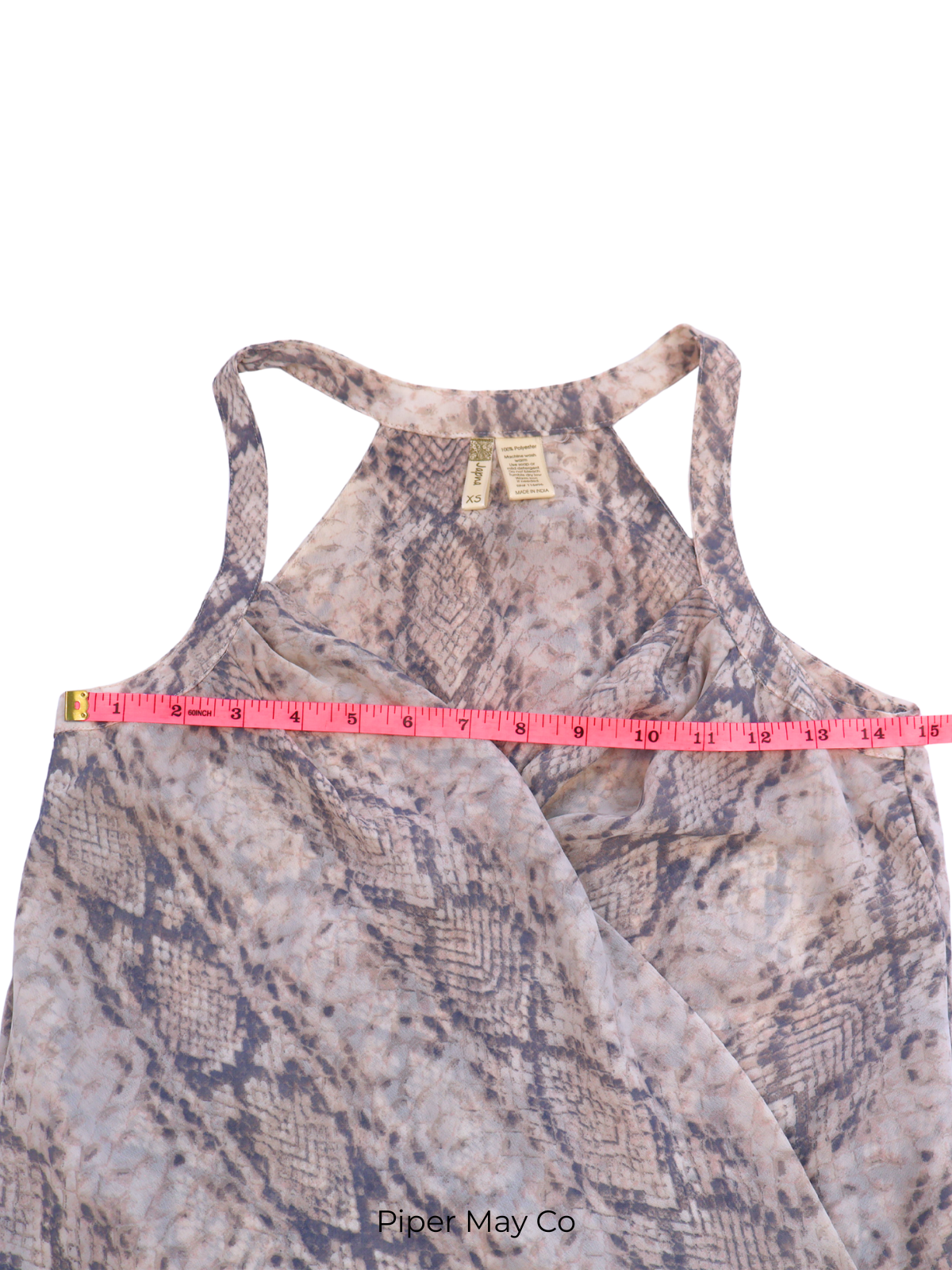Japna Snake Print Halter Top – Draped High-Low Statement | XS