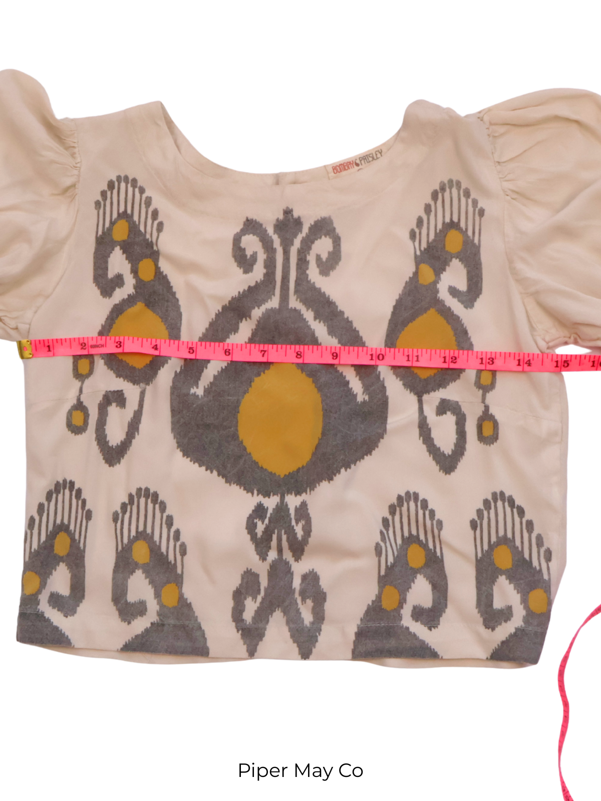Bombay Paisley Printed Statement Blouse – Soft Neutral | Size XXS