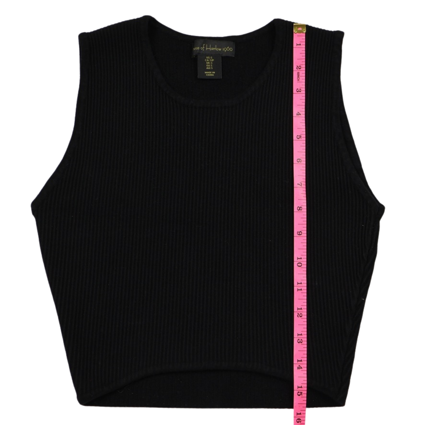 House of Harlow 1960 Ribbed Knit Cropped Tank Top – Black – Women’s Size S