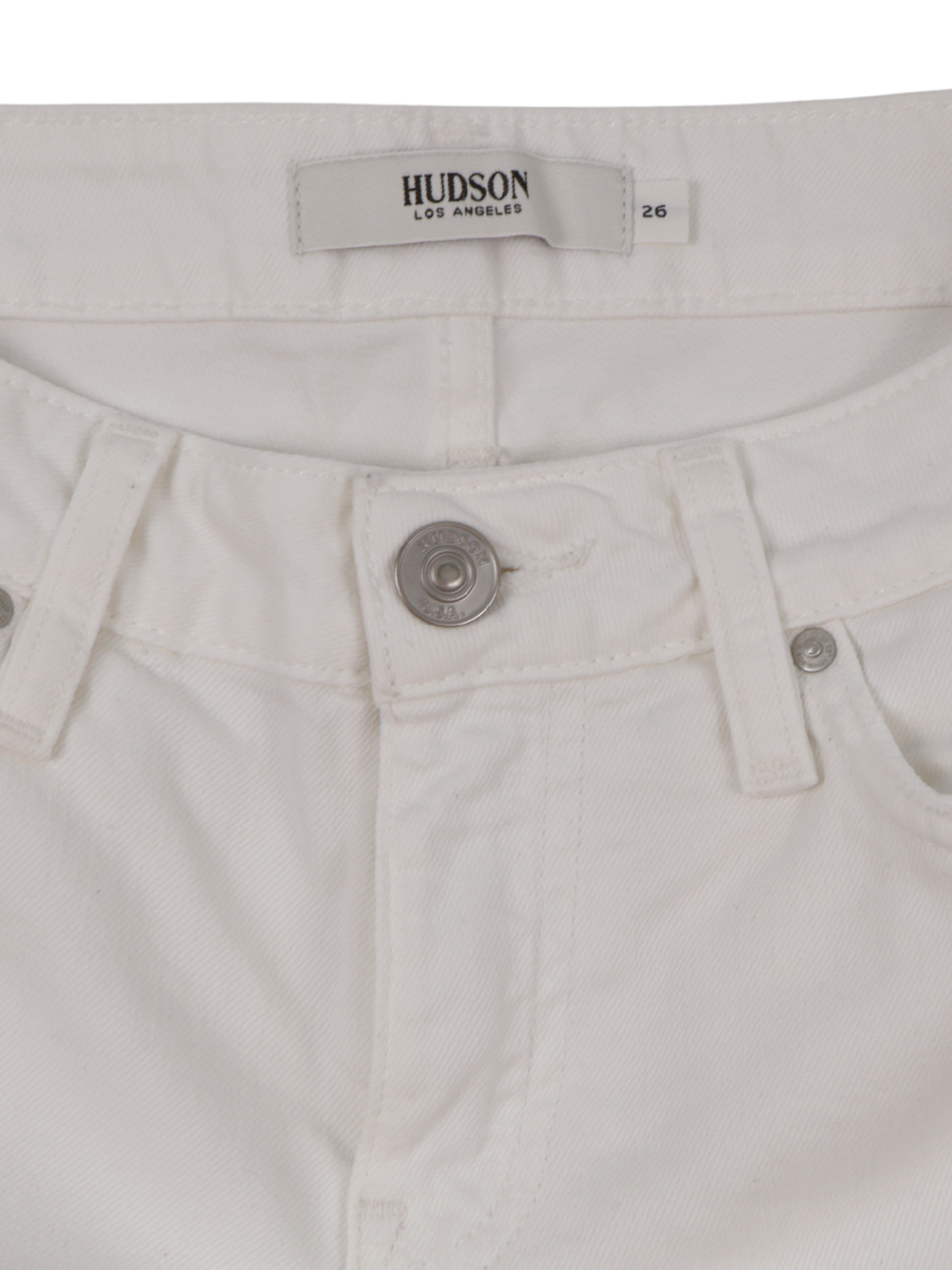 HUDSON White Denim Shorts High Rise Frayed Hem Premium Jeans Size 26